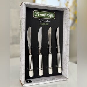 NWT 🇫🇷The French Cafe Set-of-4 Ceramic/Stainless Steel Spreaders